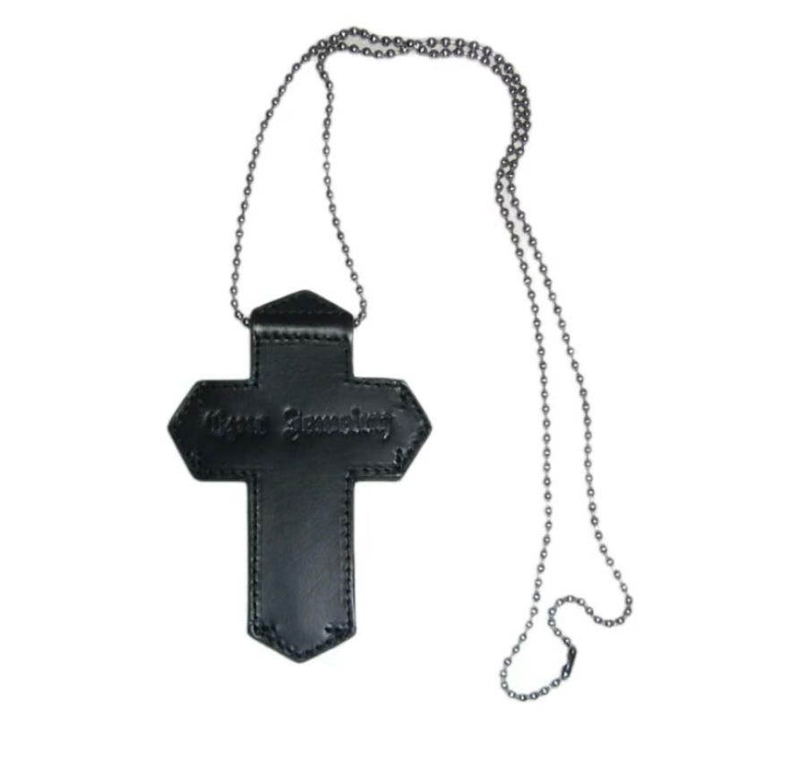 Leather cross wallet necklace