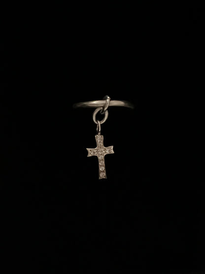 Cross charm ring