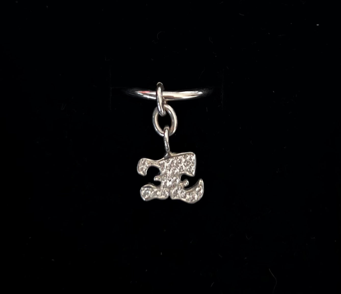 Tiny EE logo charm ring