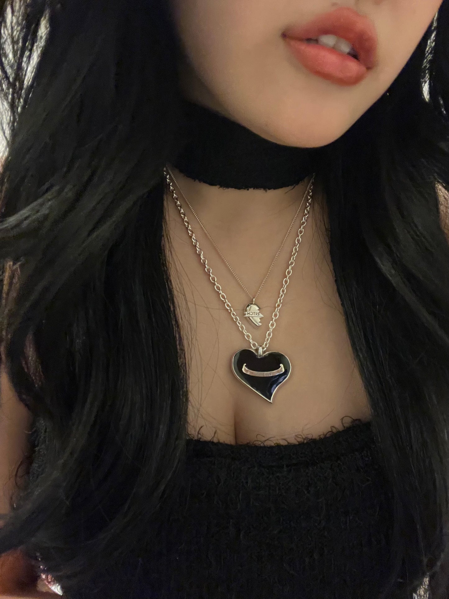 Black heart pendant necklace　